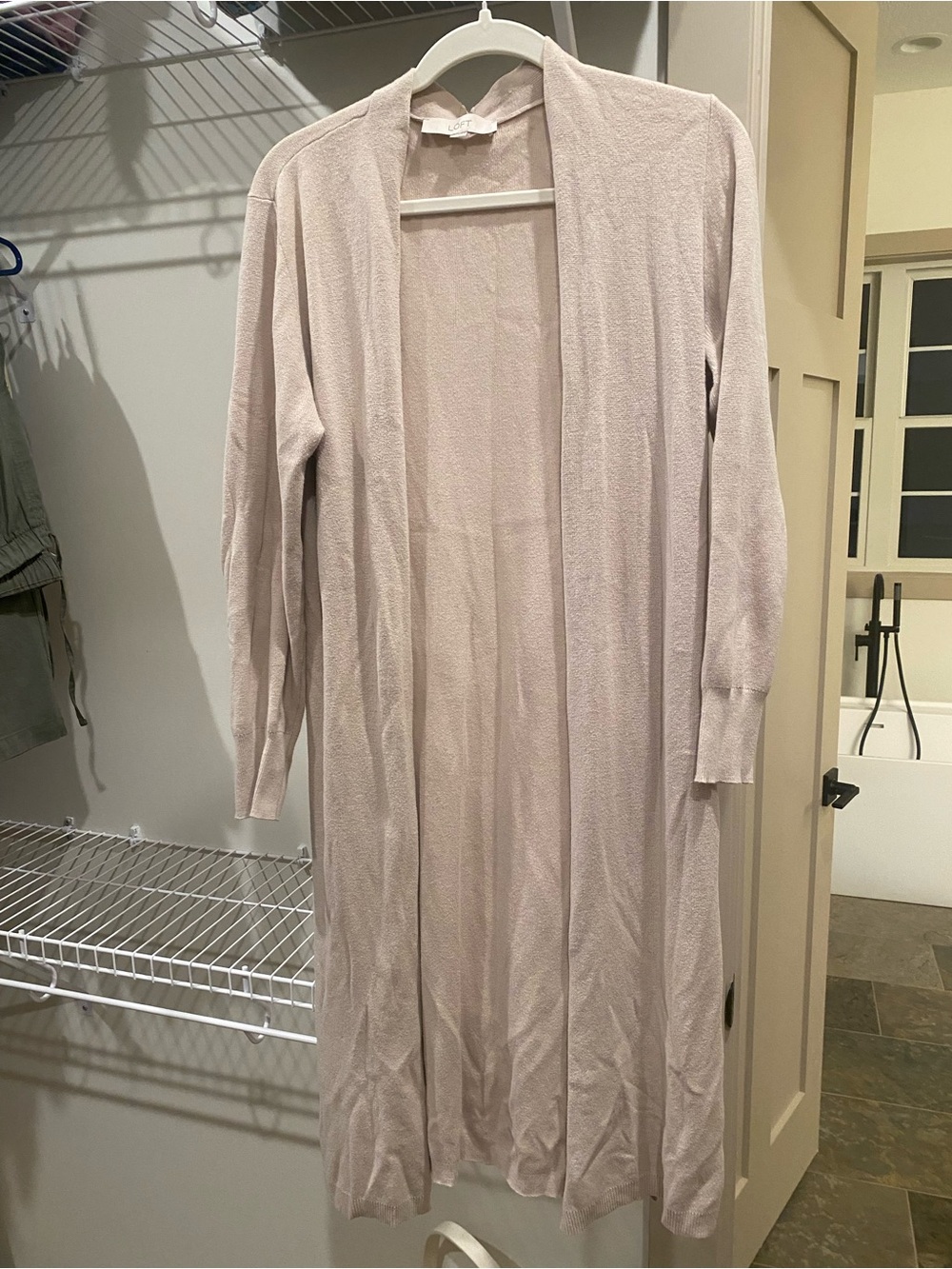 LOFT Beige Lightweight Knit Cardigan